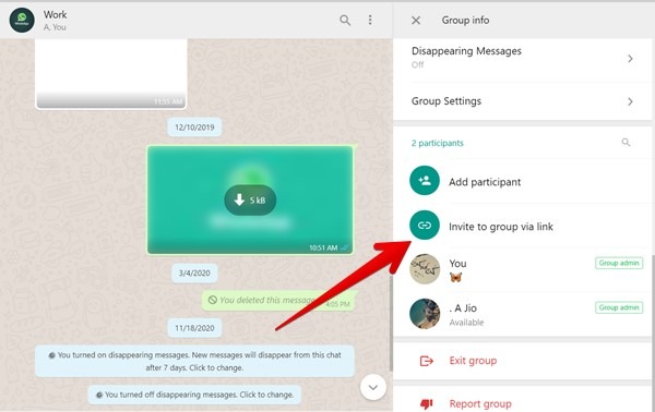 How to add whatsapp group with link